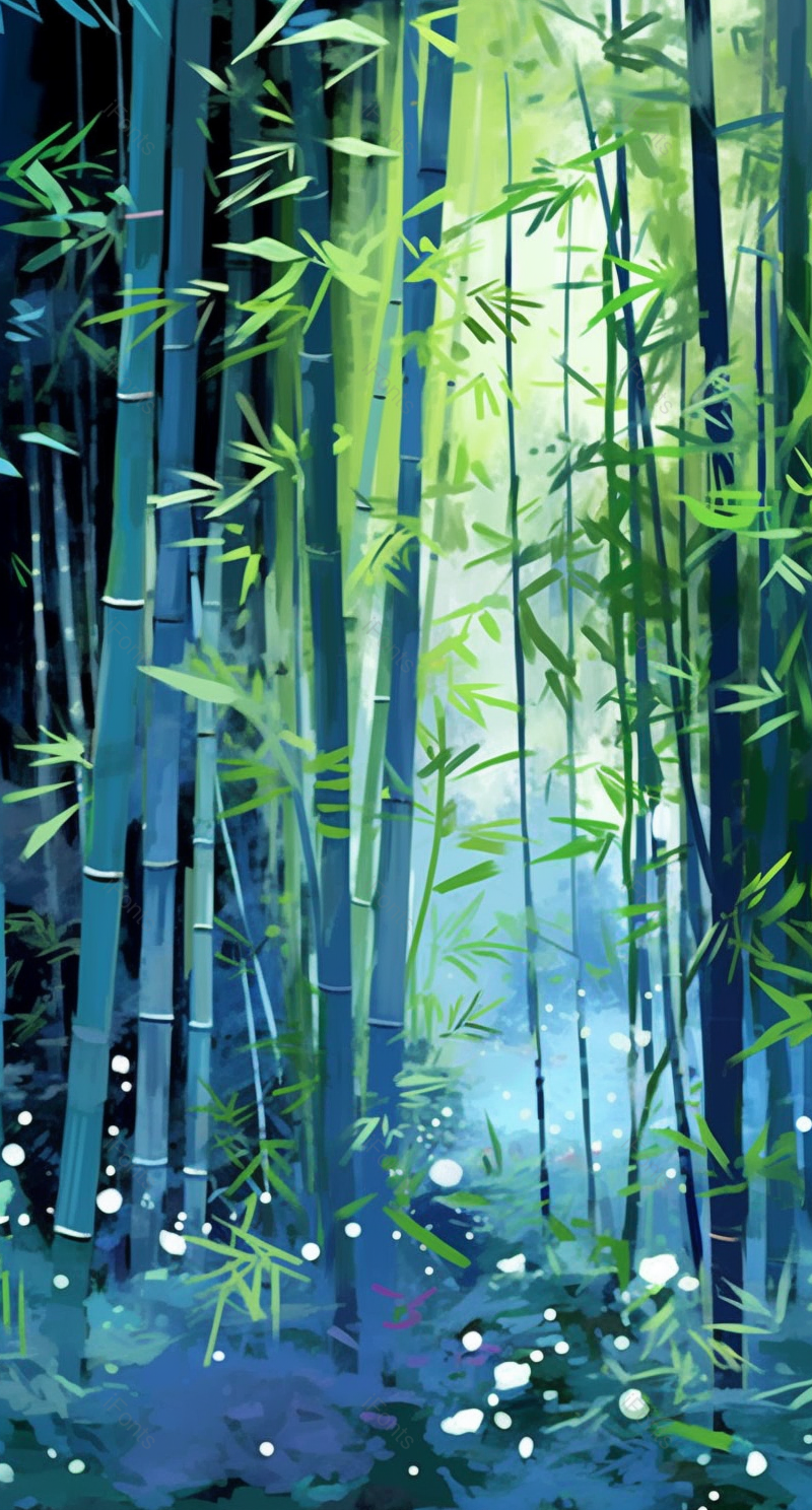 中国风插画春天季节竹林里绿色的竹叶竹子植物自然环境背景,插画/手绘图,插画/手绘图库,插画/手绘图下载,插画/手绘